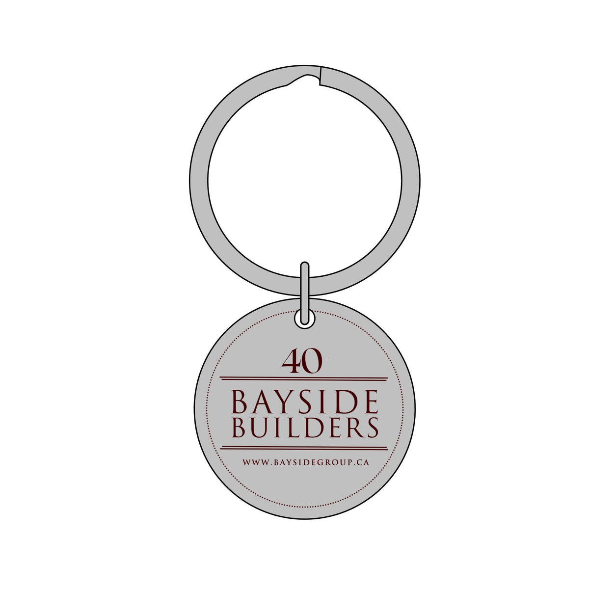 Bayside Builders Engraved Round Keychain in Stainless or Rose