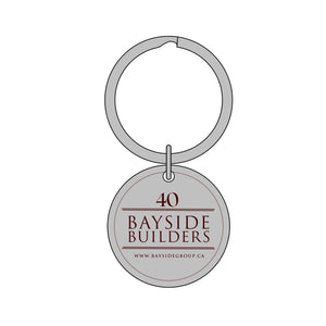 Bayside Builders Engraved Round Keychain in Stainless or Rose