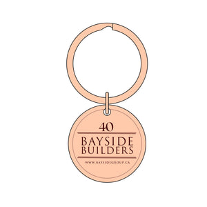 Bayside Builders Engraved Round Keychain in Stainless or Rose